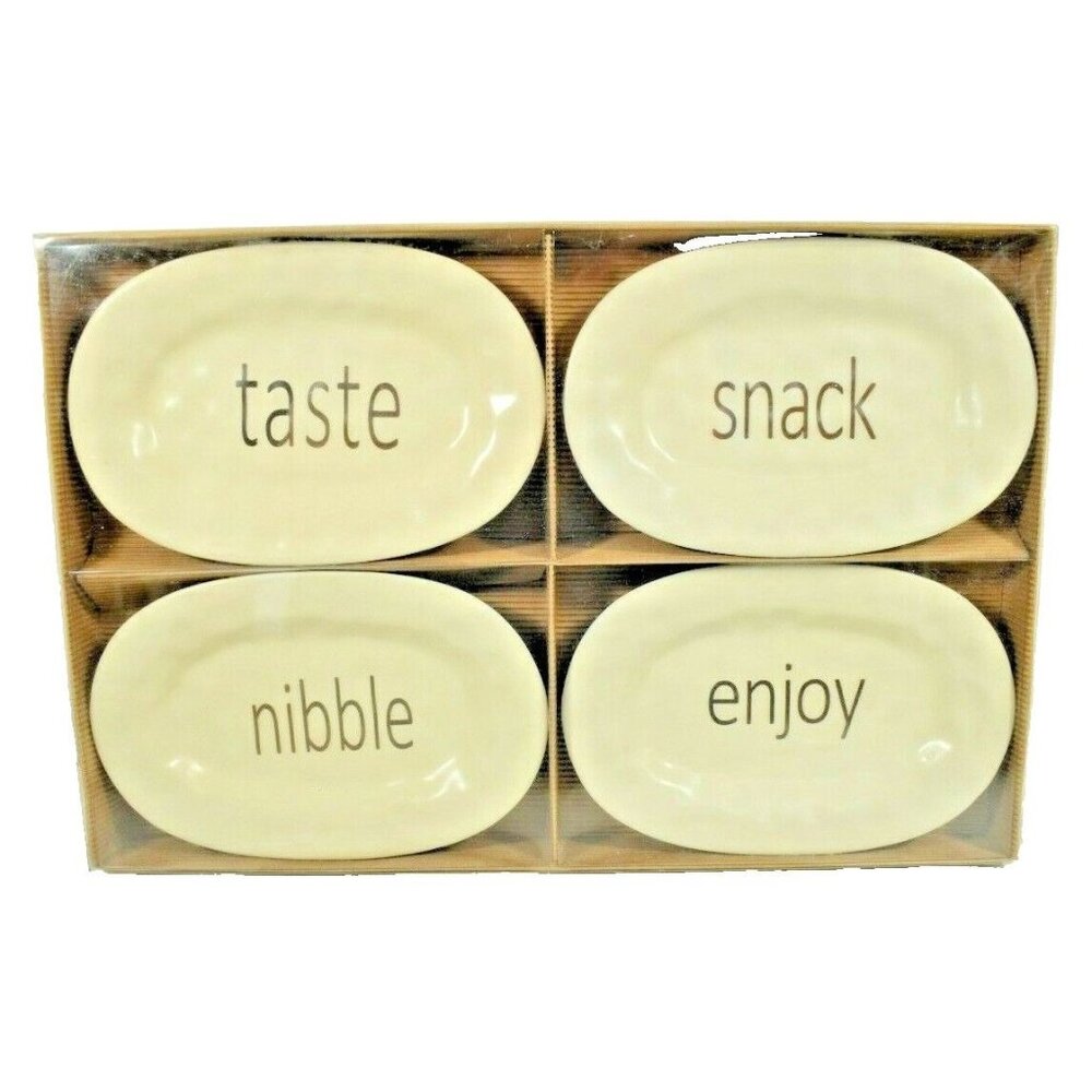 ThirstyStone 4 Piece Ceramic Tapas Plates Nibble Enjoy Snack Taste New